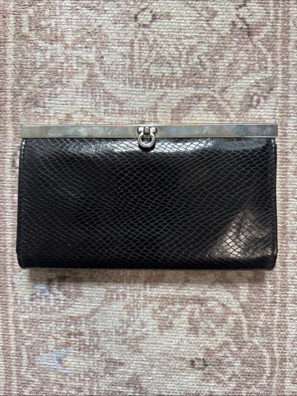 Toss Designs Black Textured Frame Clutch Wallet